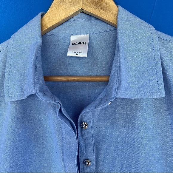 blue denim Blair women’s cotton tunic casual trend work office y2k 90s mature - Picture 5 of 5